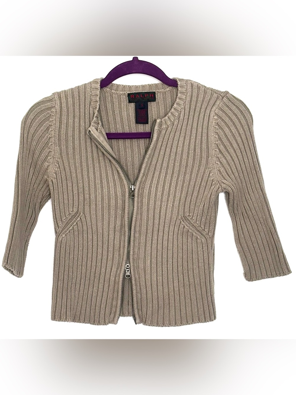 Ralph Lauren Vintage Ribbed Two-Way Zip Cardigan Size S